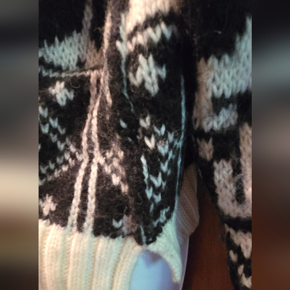 HOST PICK! 🎉🎊Free People Black and Cream Patterned Sweater SzL NWT - Picture 4 of 8